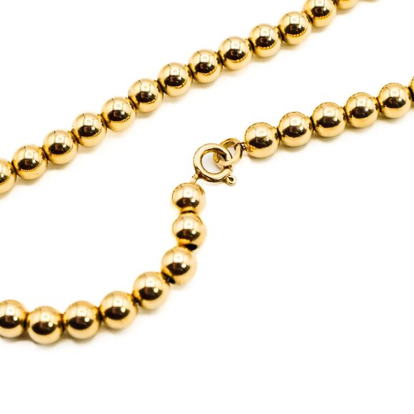 Vintage 14K Yellow Gold Filled Beaded Necklace 18 Inches - Picture 4 of 6